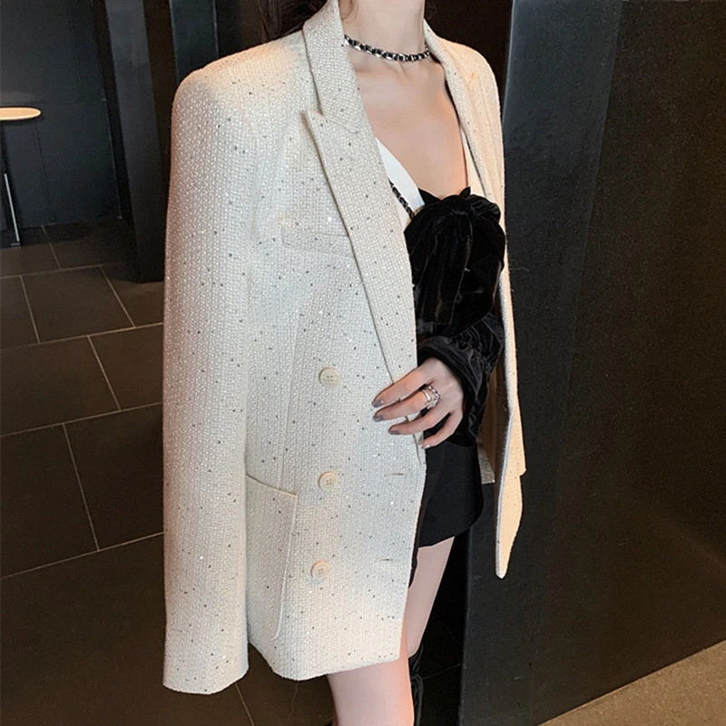 Ele Bla costume femme Sle Design Sensation décontracté petite Fraance vent manteau Long Sve coupe ajustée Double boutonnage