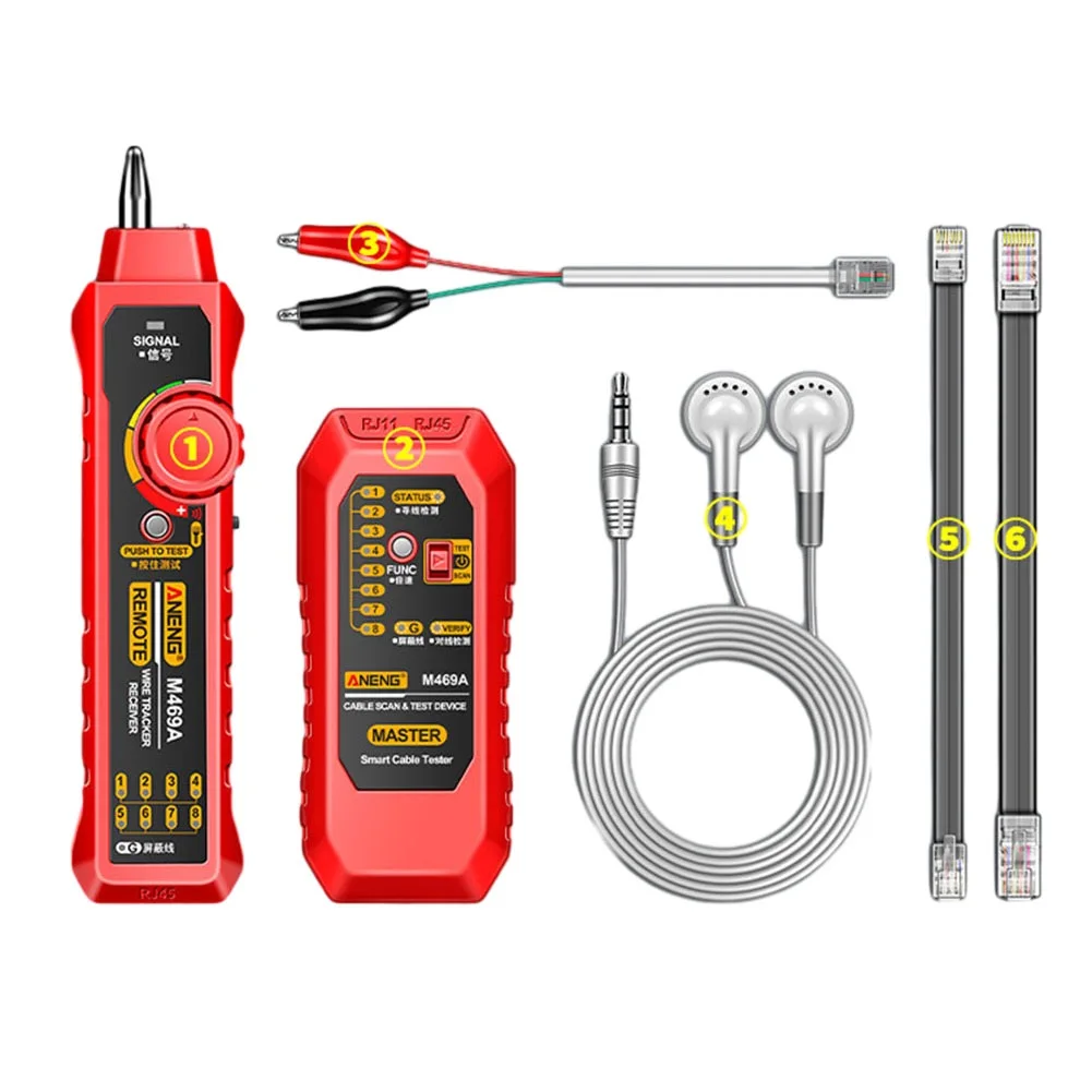 ANENG Network Line Trackers M469A Network Analyzer RJ11 Phone Line Network Line Detector Trackers Measurement Cable Tool