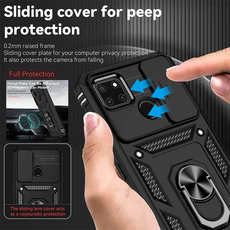 For OPPO Realme C21Y C25Y Case Shockproof Armor Slide Camera Protect Phone Case For Realme C 21y C21 Y 25Y Car Holder Back Cover