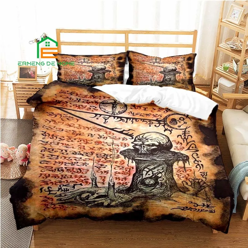 Dark Necronomicon Cthulhu Mythological Monster Pattern Duvet Cover Set Pillowcase Bedding Set AU,EU,US Size for Bedroom Decor