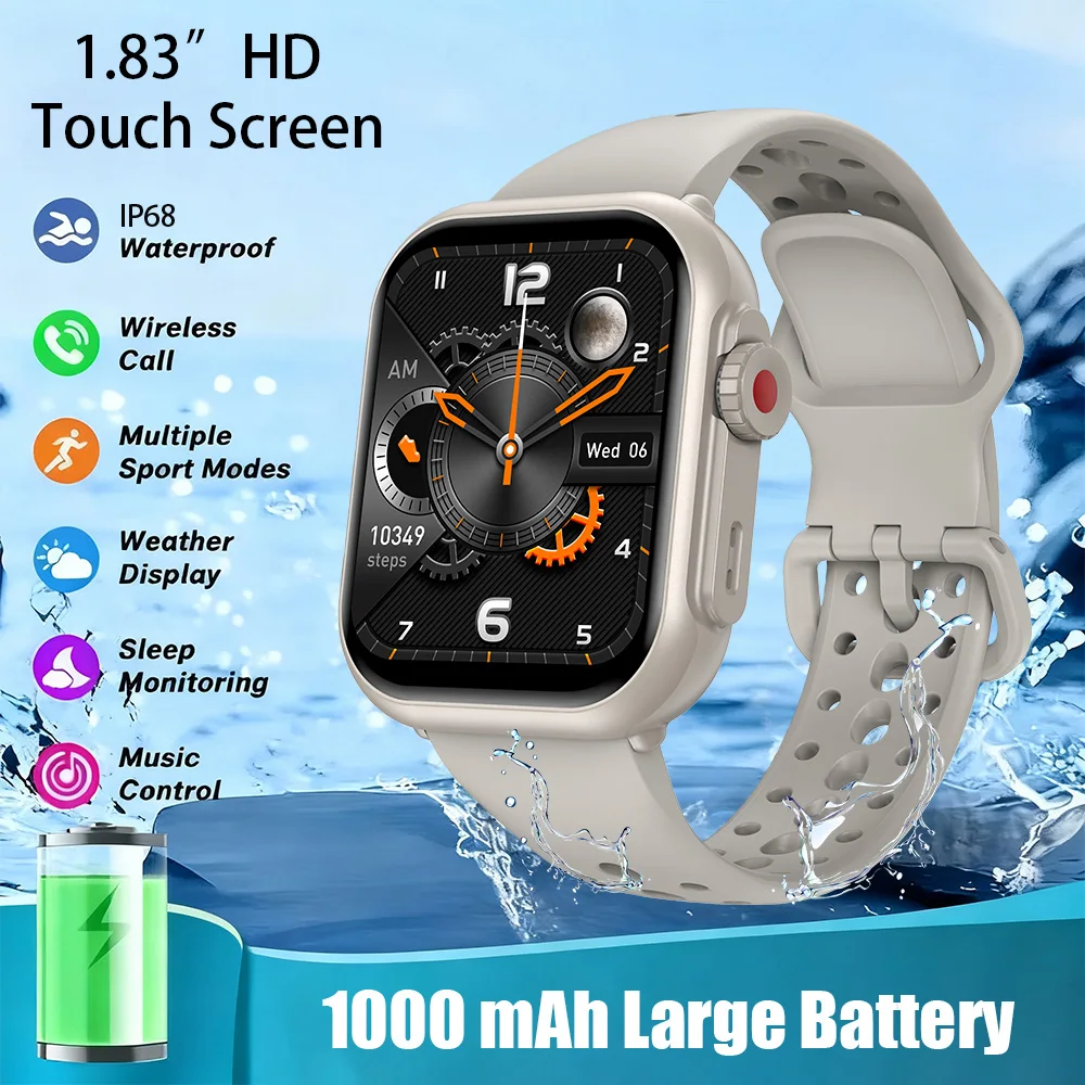 

Smart Watch for Men And Women with 1.85" HD Screen 110+ Sport Modes IP68 Waterproof 100-Day Standby Heart Rate & Sleep Monitor