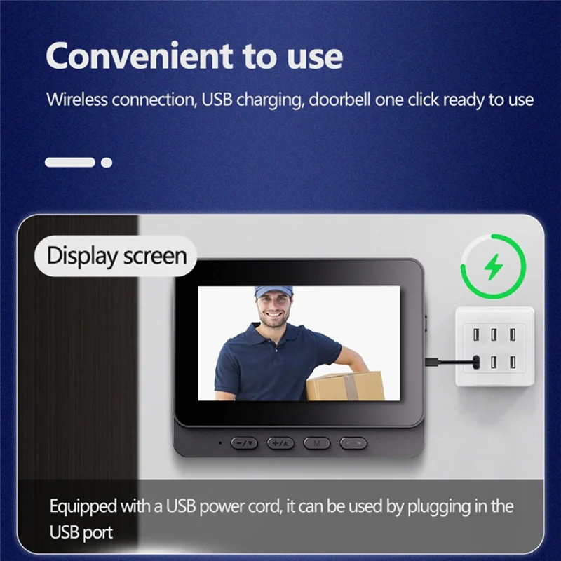 ABGN беспроводной водонепроницаемый визуальный дверной звонок ИК ночного видения дверной звонок HD 4,3-дюймовый IPS-экран видео умный дом дверной звонок камера