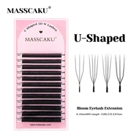 Extensiones de pestañas MASSCAKU en forma de U 3D/4D/5D/6D, 0,07mm de espesor, pestañas en U prefabricadas tejidas a mano, Ideal para Maquillaje de Mujer