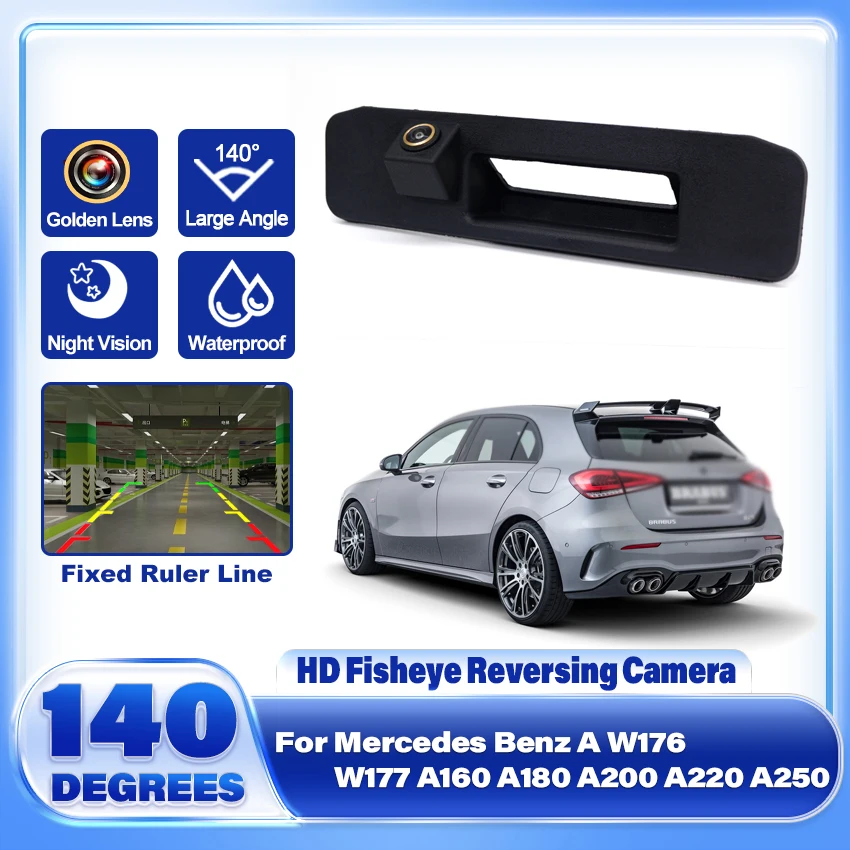 

Золотая ручка багажника, камера заднего вида для Mercedes Benz A W176 W177 A160 A180 A200 A220 A250 HD CCD, резервная парковочная камера заднего вида