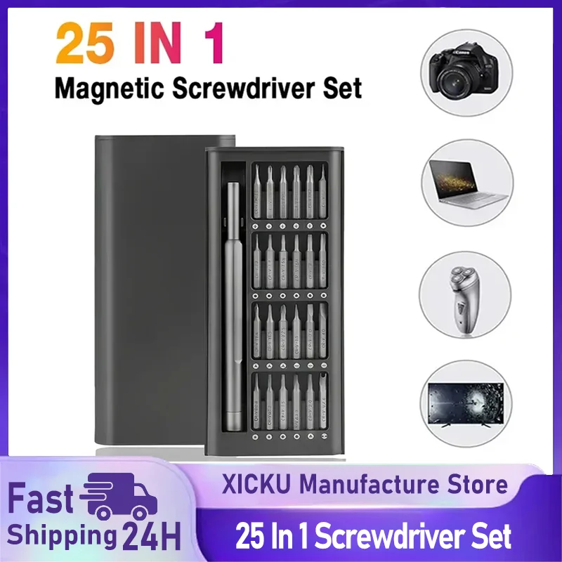 Magnetische schroevendraaier 25-in-1 kit Bits Precisie-elektronica Computer PC Telefoon demontage Multifunctioneel onderhoud Smart Tool