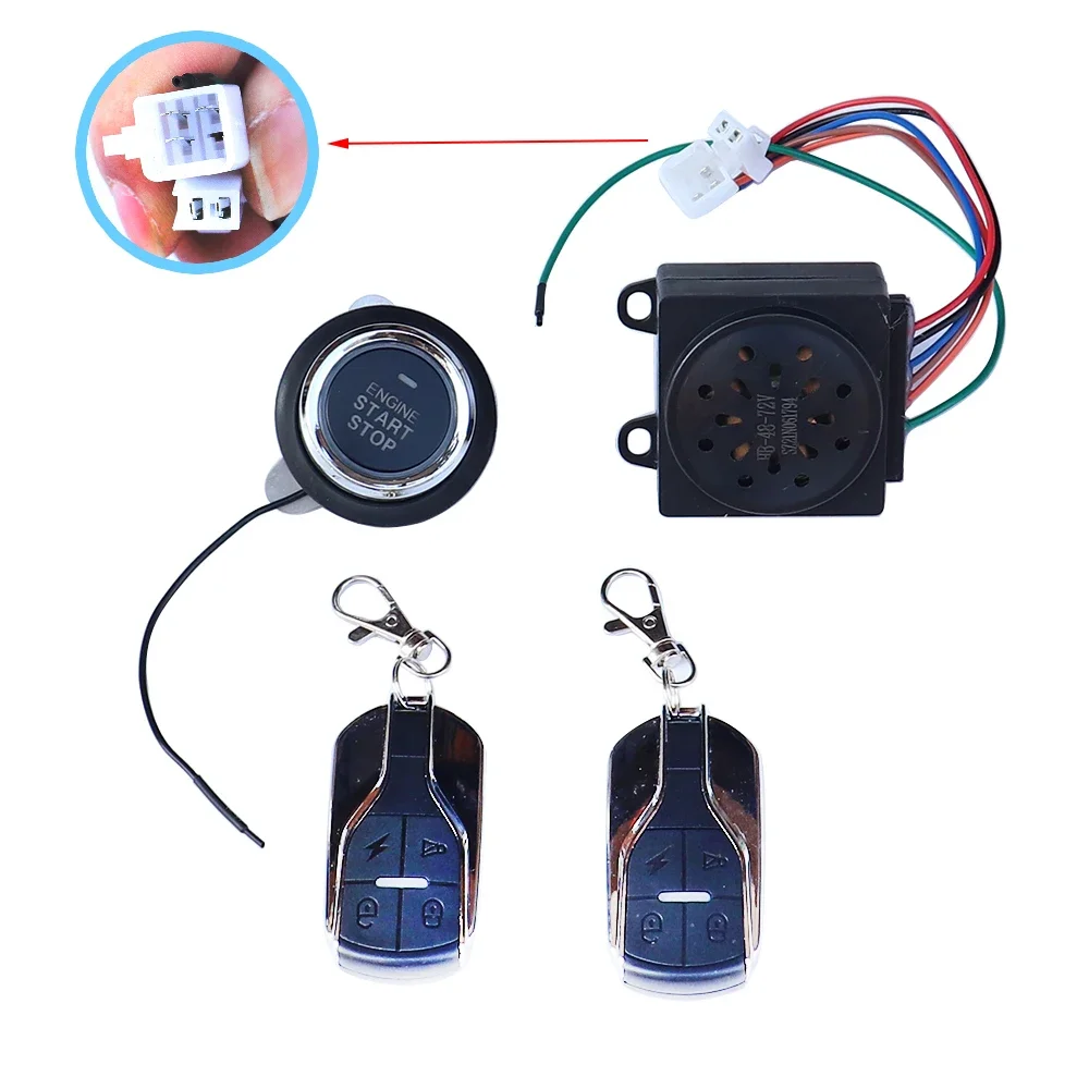 

Electric Scooter Alarm system Dual Remote Control Security moped Alarm with start switch for Harley motorcycle modification acce