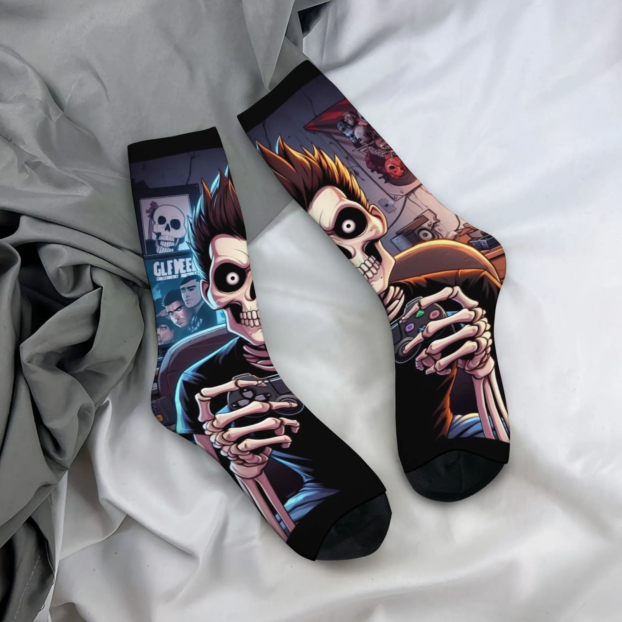 Harajuku Retro Dark Game Skull Style Herrensocken Roman Street Game Culture Bedruckte Freizeitsocken Crazy Party Holiday Fun Gift