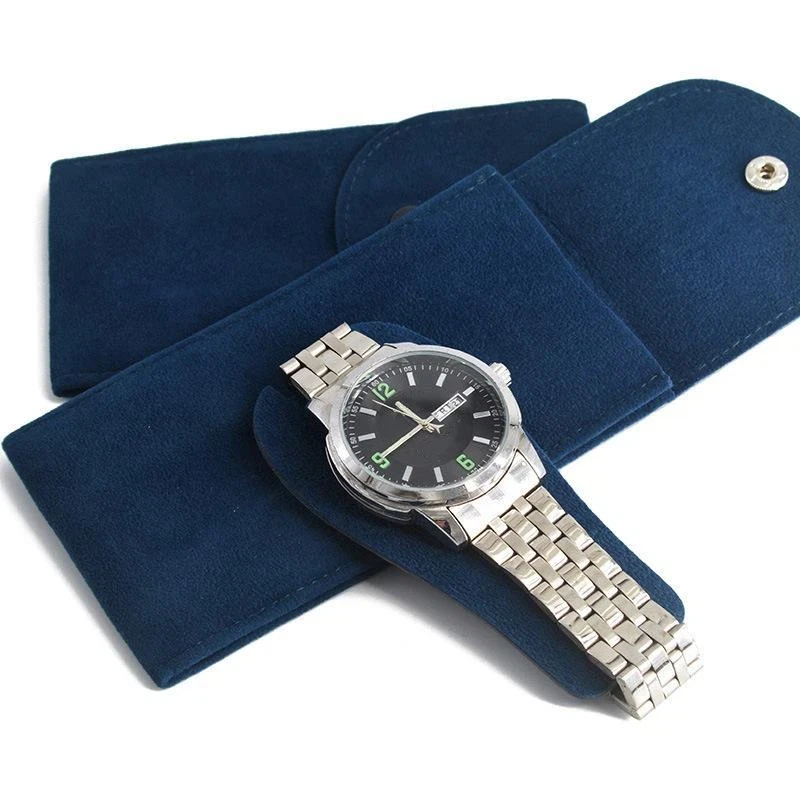 Compact Velvet Watch Storage Bag Soft Anti-scratch Lining Snap Closure for Daily Use Short Trip