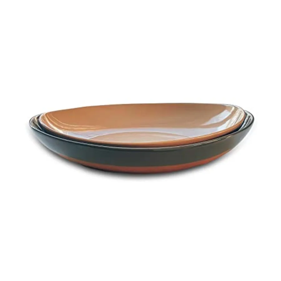 

Керамические большие сервировочные чаши - набор из 2 овальных блюдец для ужина. Современная кухонная посуда для ужина, фруктовых салатов, индейки и т.д.