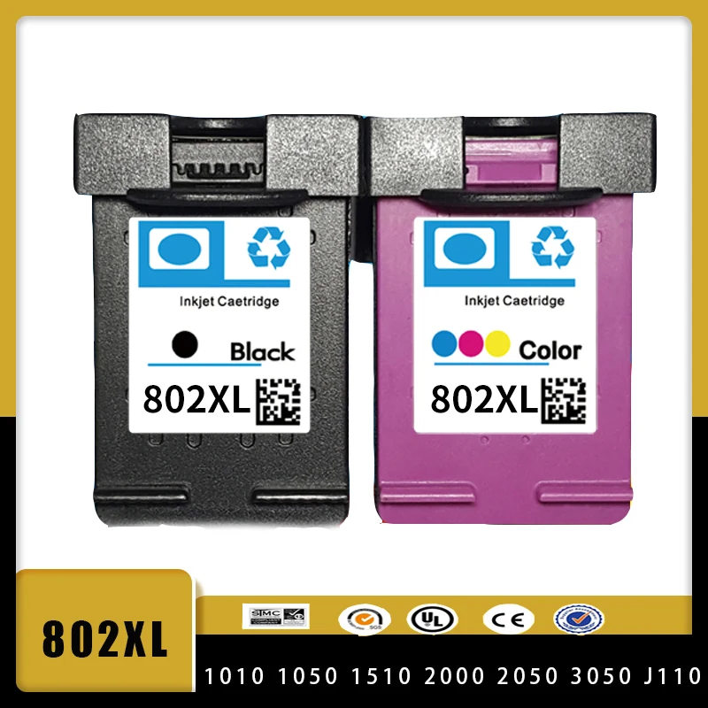 vilaxh 802xl Compatible Ink Cartridge Replacement For HP 802 XL Deskjet 1000 1010 1050 1510 2000 2050 3050 J110a J610a Printer