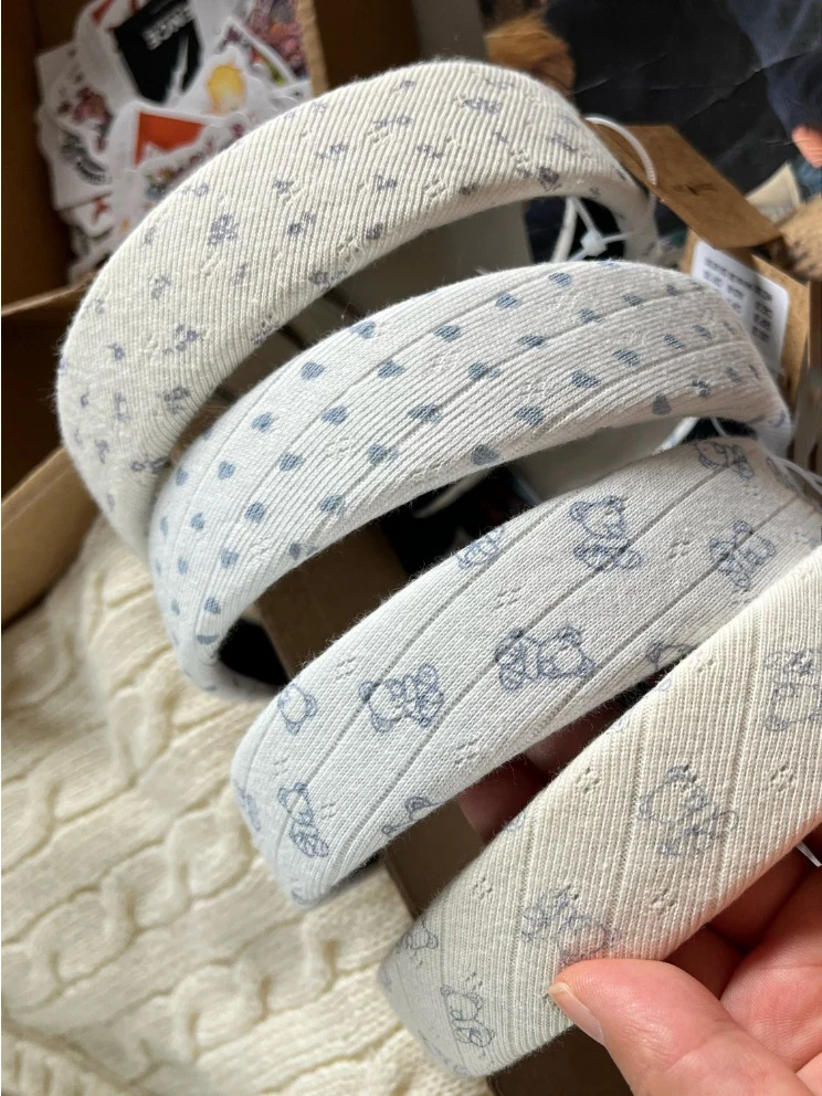 Cute Print Hairband Women Four Season Casual Cotton All-match Headbands Sweet Y2K Streetwear Preppy Style Fashion New Headwears