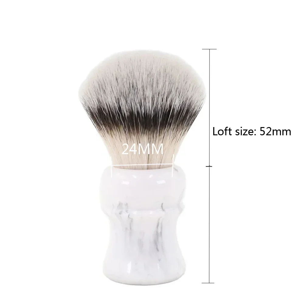 YAQI Everest 24mm White Marble Synthetic Hair Travel Shaving Brush Mens Shavers Brushes