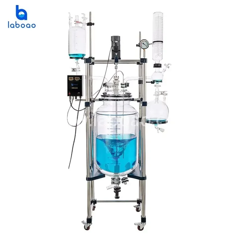 for LABOAO 150L Double Wall Glass Reaction Vessel Chemical Reactor with Full PTFE Sealing and Low Noise Stirring Motor High