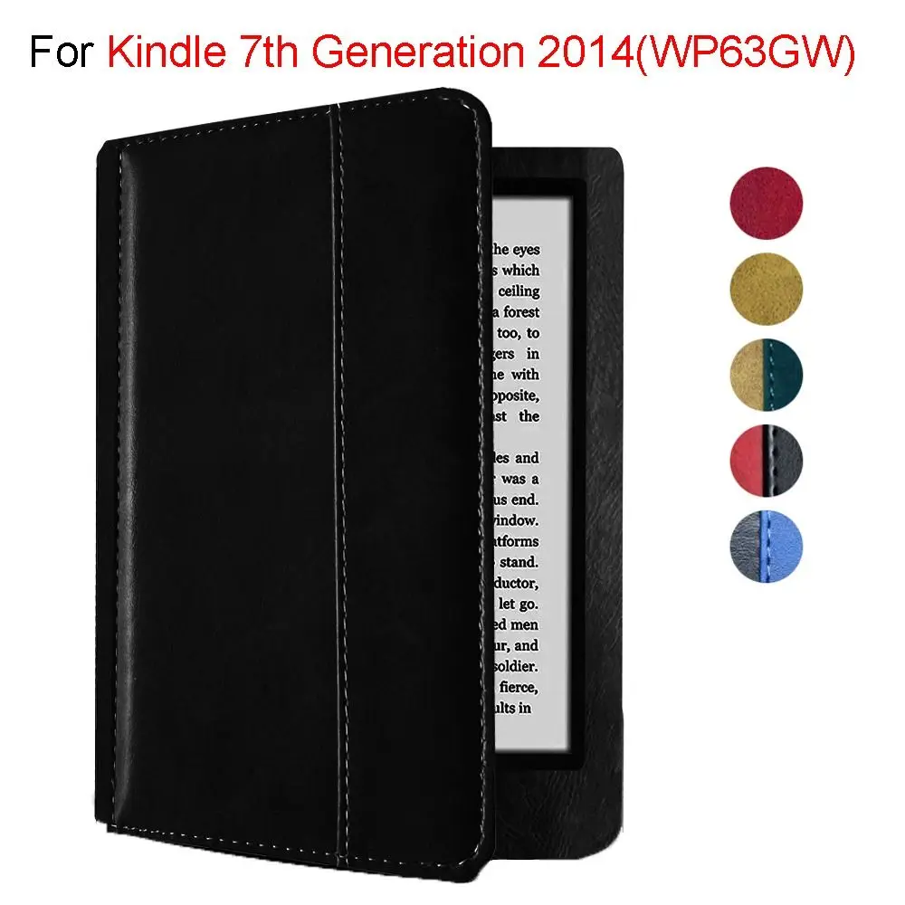 Auto Sleep/Wake 6 Inch E-Reader Case Shockproof Leather WP63GW Protective Case Microfiber Lining for Kindle 7th Generation 2014