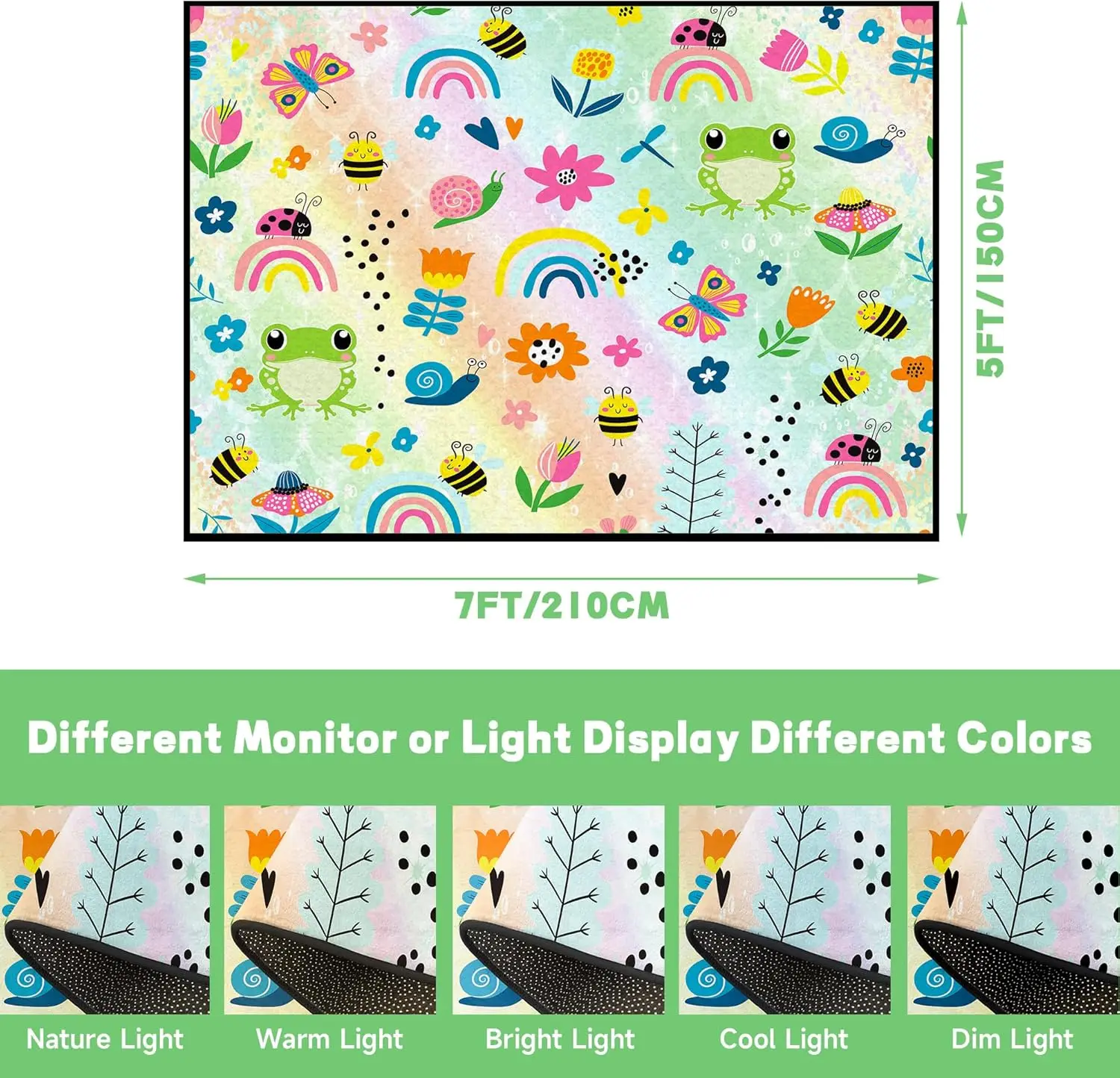 Cute Rainbow Rug Frog Butterfly Floral Cartoon Area Rugs for Kids Boys Girls Children Bedroom Playroom Carpet Living Room Decor