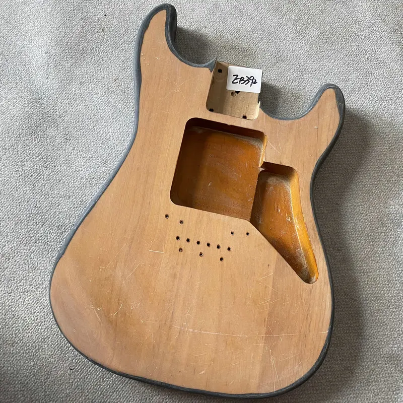 

EB392 String Through Body Solid Mahogany Wood Unfinished ST Guitar Body Custom Pickups DIY Replace Guitar Parts with Damages