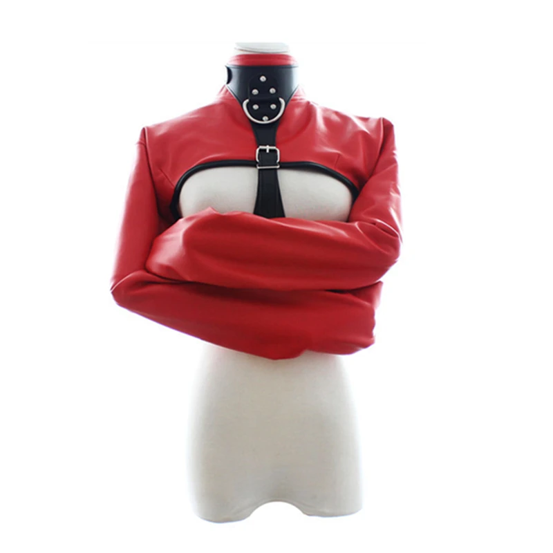 سترة نسائية مستقيمة لضبط النفس ، أزياء جنسية للإناث ، صدر مفتوح ، عبودية جلدية بدون أكمام ، سترة علوية ، صنم #6