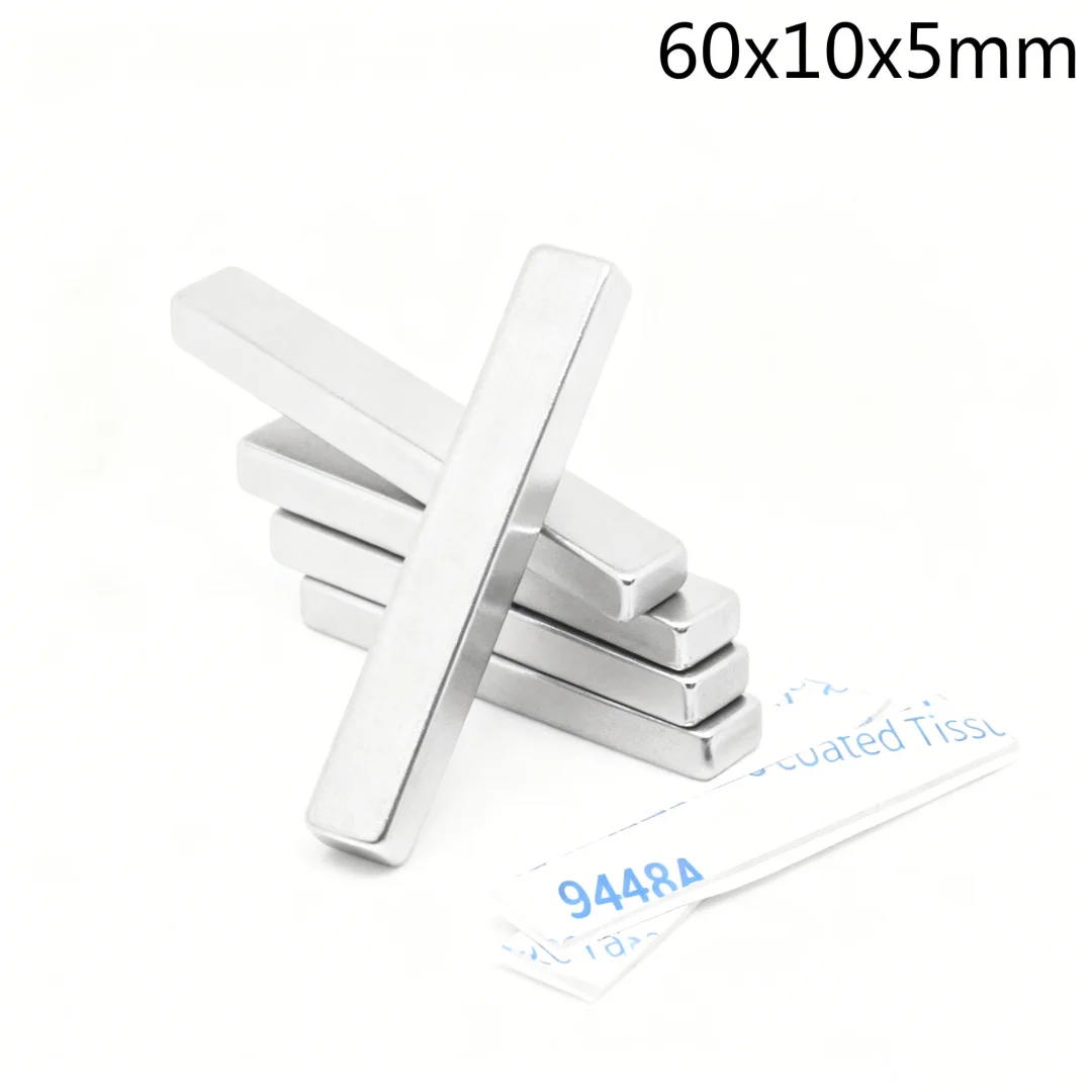 60x10x5mm Block Powerful Magnets Strong Magnet With Glue Tape For Fridge, DIY, Building, Scientific, Craft 60x10x5 60*10*5