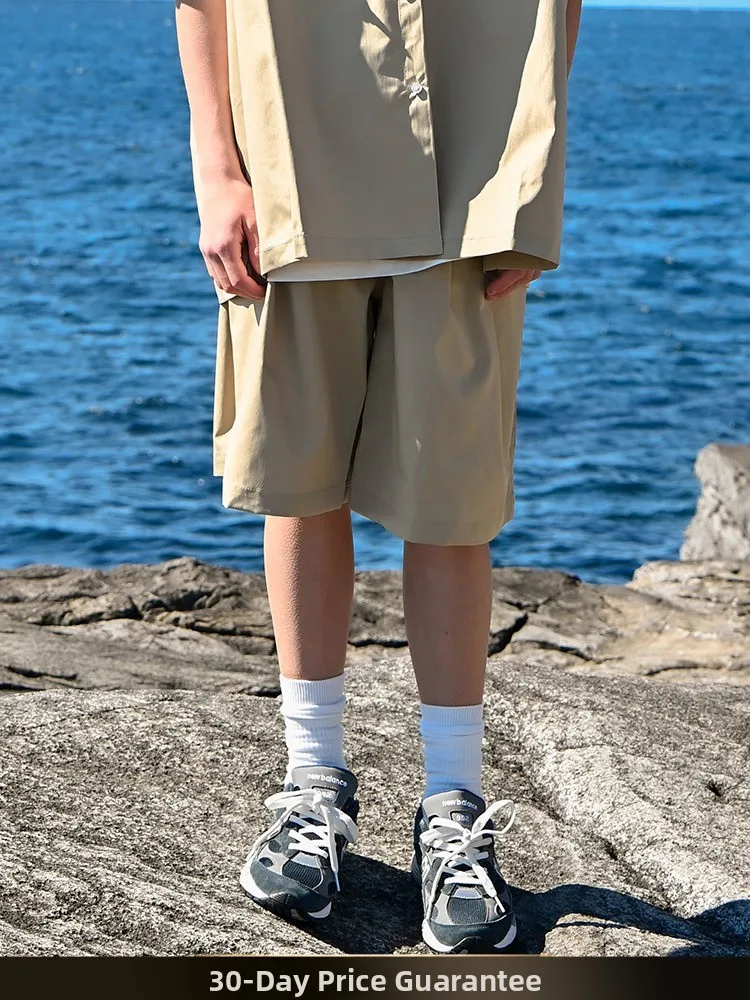 

Мужские летние трендовые универсальные спортивные пляжные брюки-капри в стиле ретро, японский дизайн, свободный крой, прямые штанины, для работы и отдыха