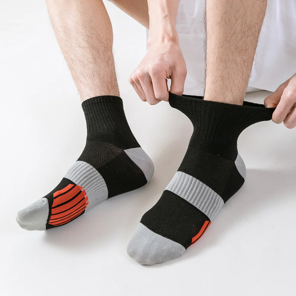 5 Paar Sommer Herren atmungsaktive Knöchel Casual Socken mit Kissen sportliche Laufs ocken Herren Komfort Sports ocke