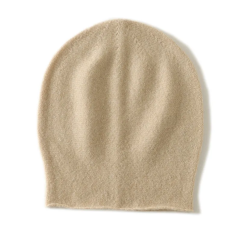 

100% Pure Cashmere Pullover Hat with Toe Cap Big Head Circumference Warm Knit Woolen Autumn Winter Ear Protection Thick Warm Hat
