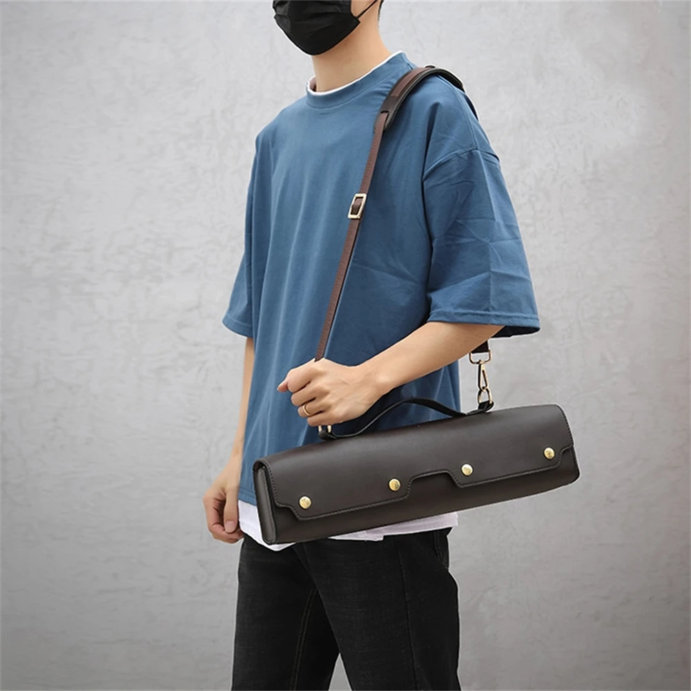 16 17 Holes Flute Case Portable Cover PU Leather Waterproof Lightweight Brown Wooden Box Flute Bag Soft Internal Velvet