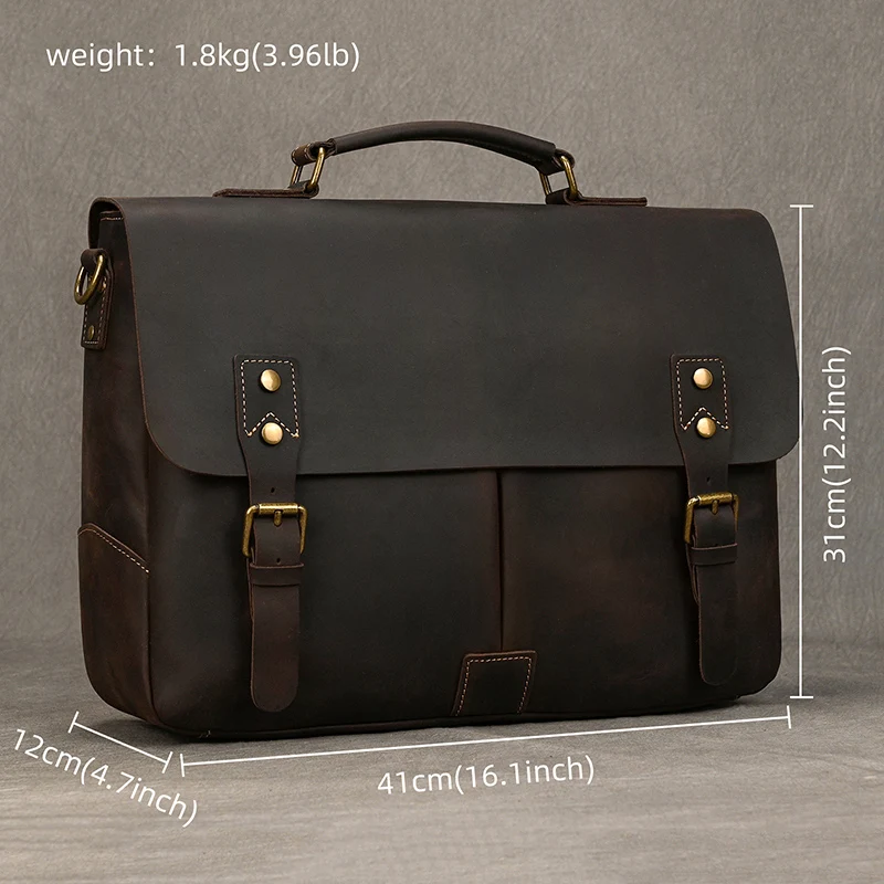 Retro Designer Handbags For Men Genuine Leather Mens Handbag For 14 15 Inch Laptop briefcase leather messenger bag for men