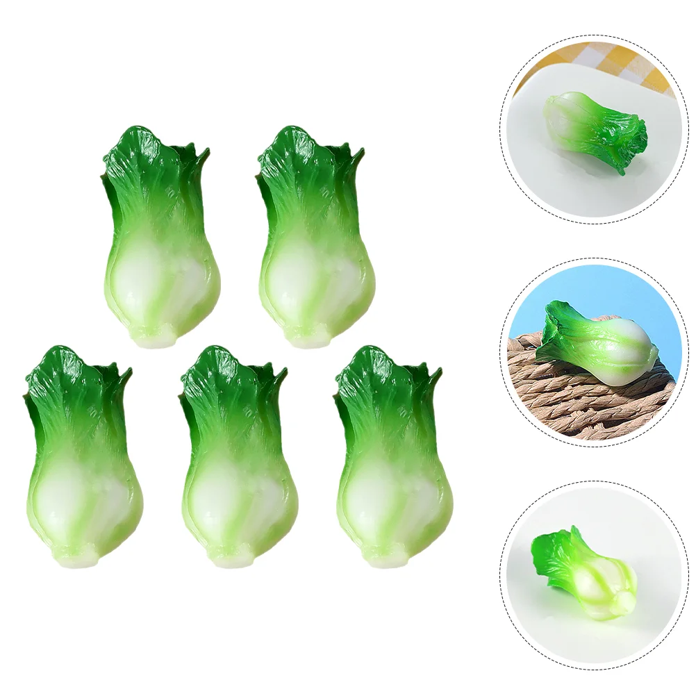 

5 Pcs Simulated Vegetable Model Resin Mini Artificial Green Vegetables Decor for House Lasting Lifelike Veggie Props