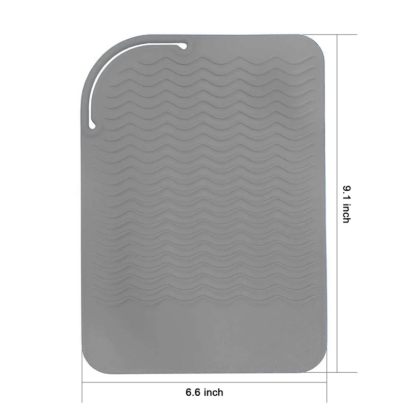 แผ่นรองสำหรับเดินทางทนความร้อนทำจากซิลิโคนสีเทา2X แผ่นกันความร้อนสำหรับที่ยืดผมเตารีดดัดผมเหล็กแบน