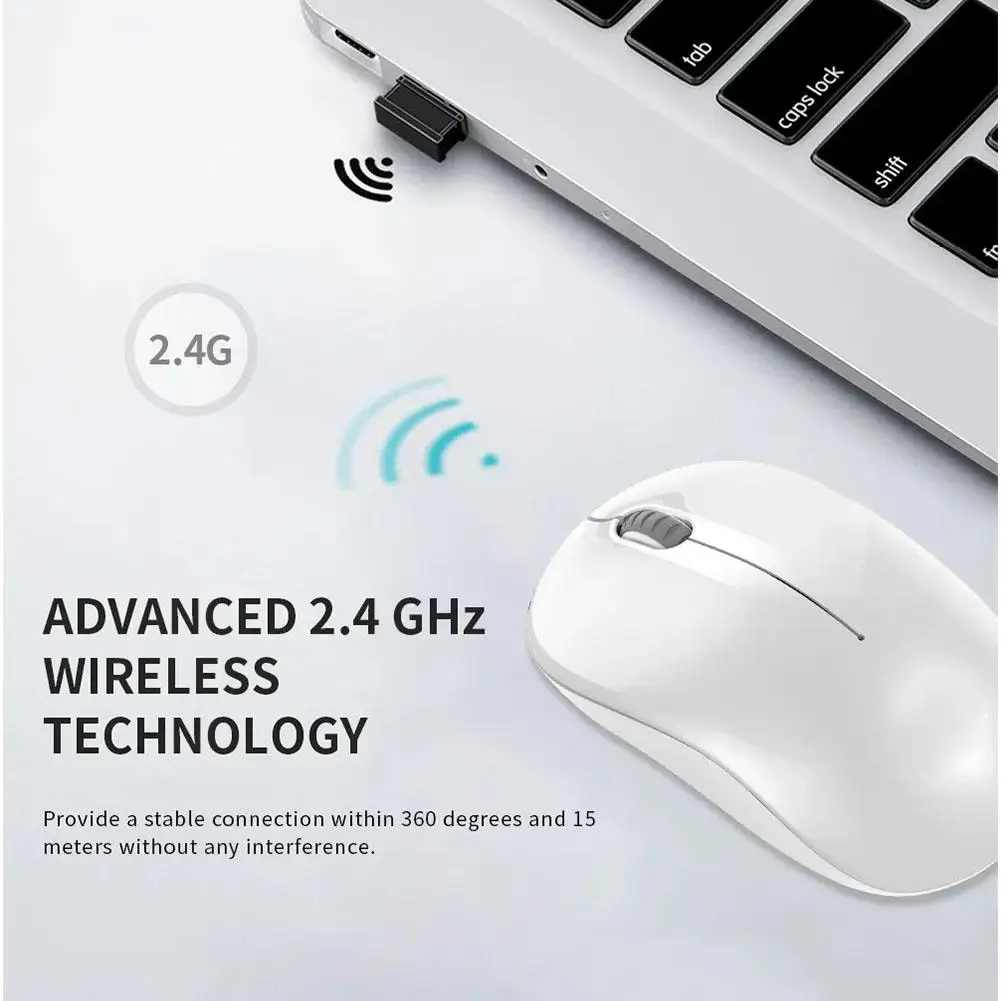 1pcs 2.4GHz Wireless Mouse Silent And Power-saving ﻿ Portable Computer Laptop Long Service Office Gaming Mouse Time Desktop E0H8