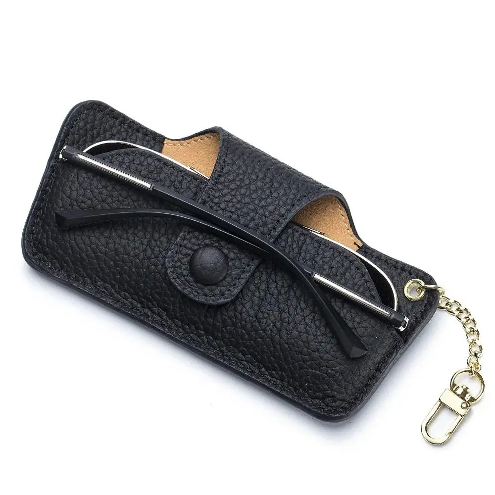 

Portable Genuine Leather Glasses Case Handmade Retro Reading Glasses Storage Bag Cowhide Leather with Bag Pendant