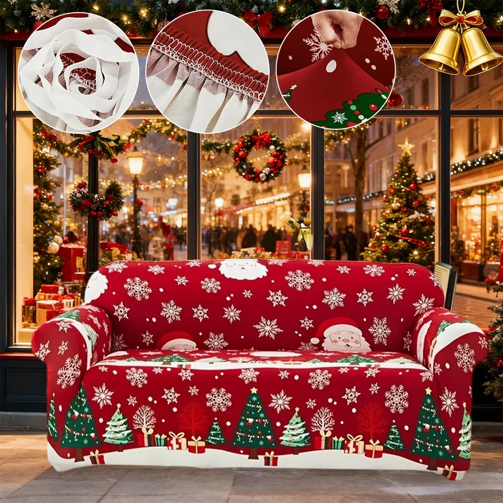 

Dustproof Stretch Sofa Cushion Cover for Living Room Furniture Protector Christmas Elements 1/2/3/4 Seater Couch Cover 크리스마스 장식