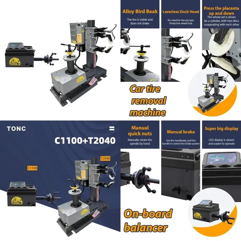 for Tonctools Portable Pneumatic Tire Disassembler Wheel Balancer Kit Multi Power Multi Voltage Car Tire Repair Combination