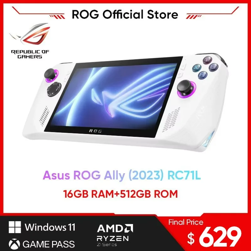 asus rog aliado 2023 rc71l ryzen z1 extrema handheld game player console de jogos polegada 120hz ips retro jogos de video para windows 11 01