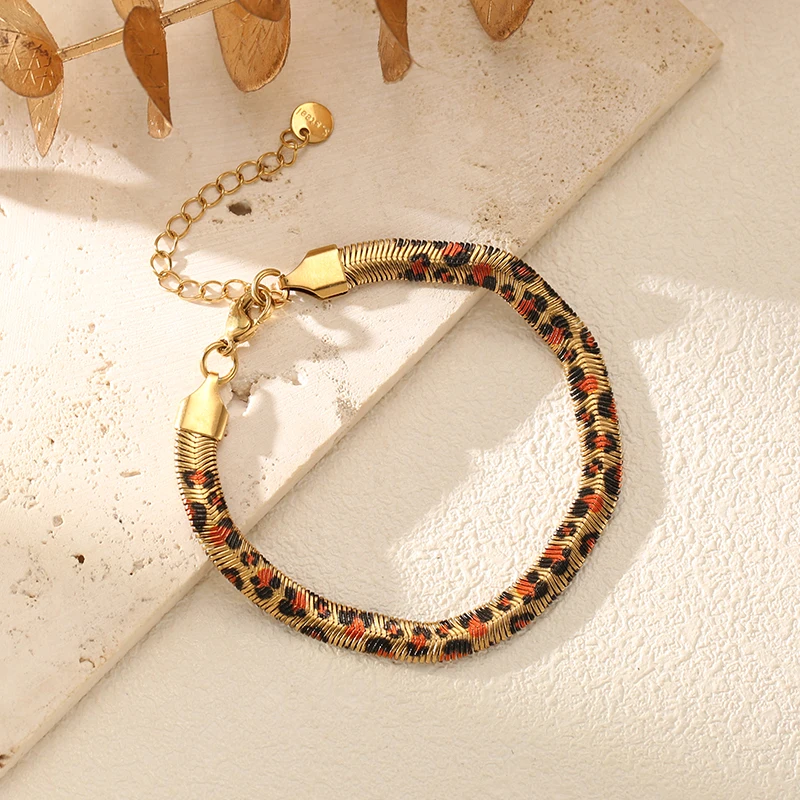 GANEMLY 316L Stainless Steel Metal Snake Pattern Chain Bracelet For Women Fashion Wrist Chain Waterproof Jewelry Bijoux Femme