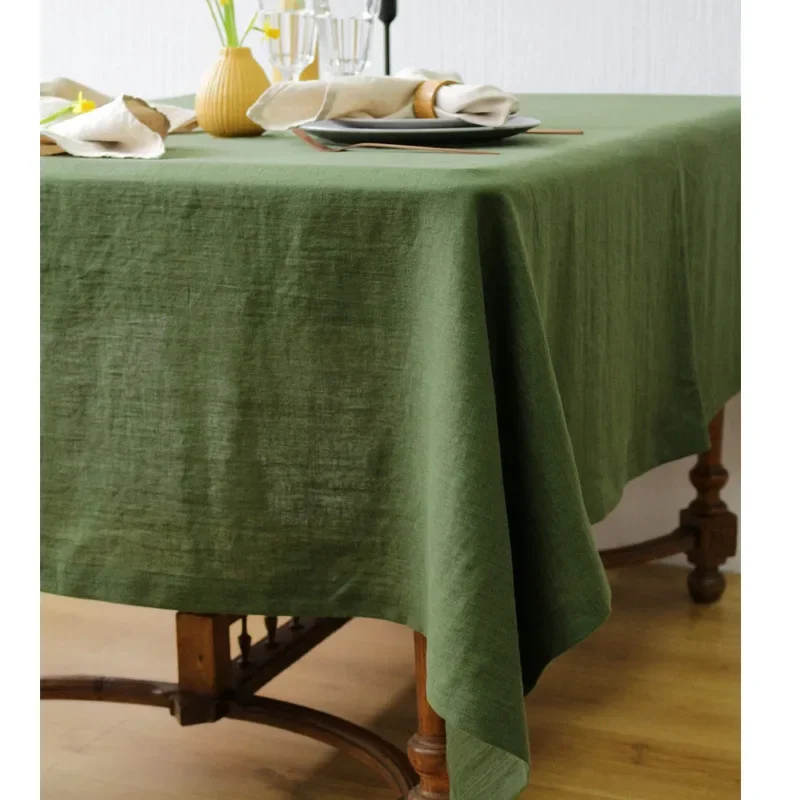 100% Pure Linen Solid Color Table Cover,Natural Fabric Tablecloth,for Kitchen Dining Room Party Holiday Tabletop Decoration