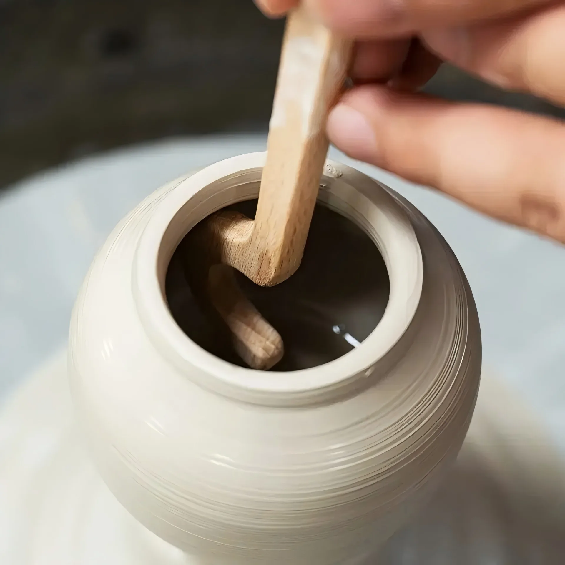 Ceramic wooden long-handled shaping tool - Pottery wheel shaping tool
