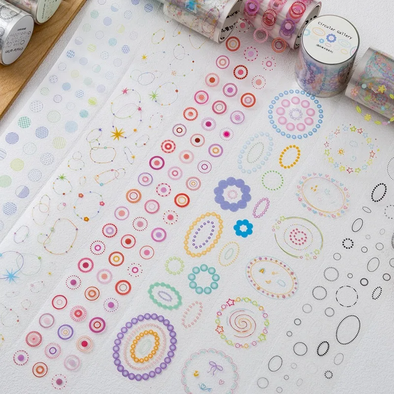 1 Roll Creative Circle Pattern Pet Sticker Colored Dots Versatile Material Hand Account Diy Decorative Stickers
