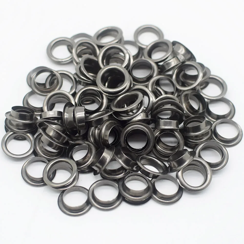 100 Sets Black Metal Eyelets Grommet 3.5mm-14mm Scrapbooking Eyelets for Sewing Clothes Canvas Parasol Boot Belt Leather Craft