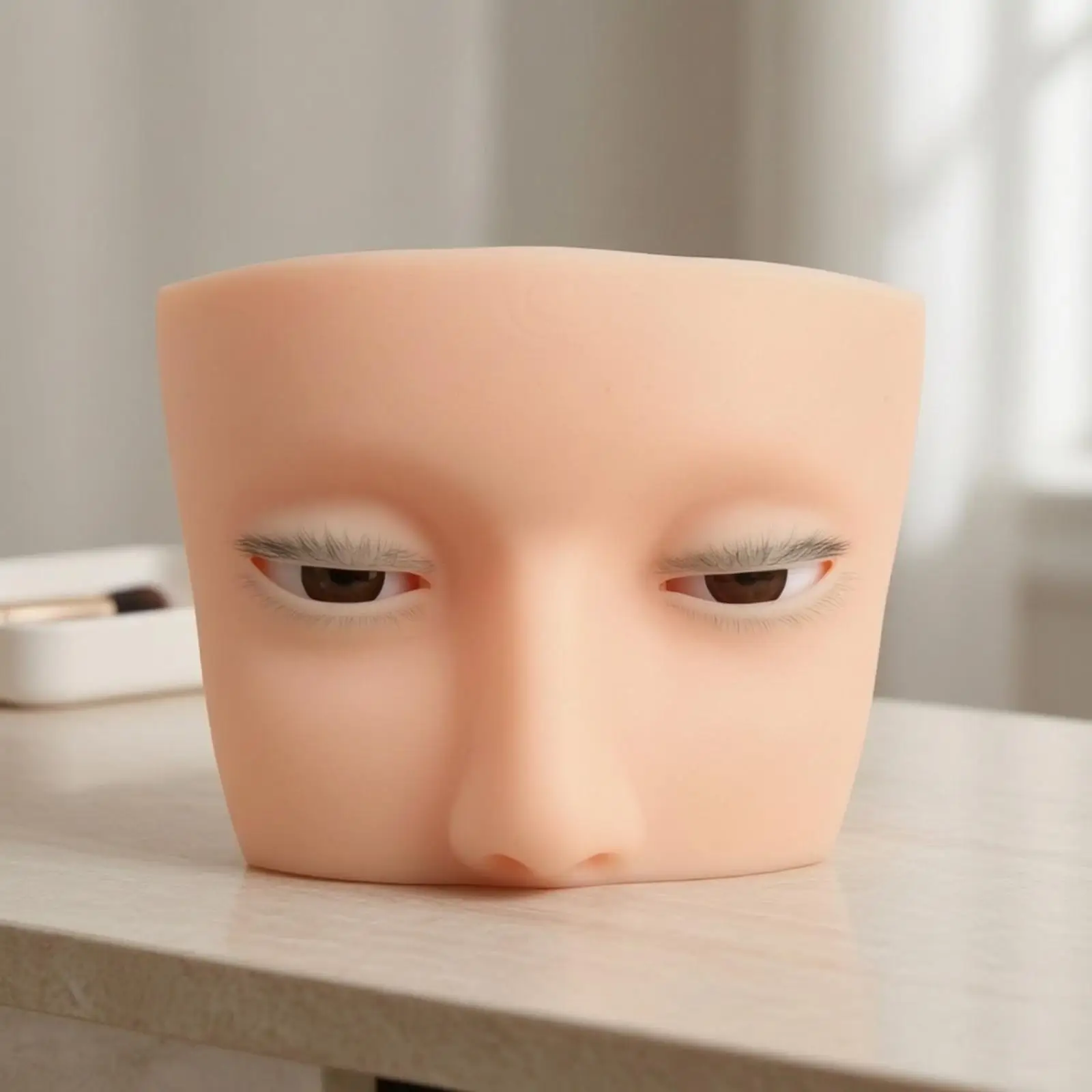 Silicone Lash Training Head with Detailed Facial Features for Eyelash Extension Practice Mannequin for Beginners
