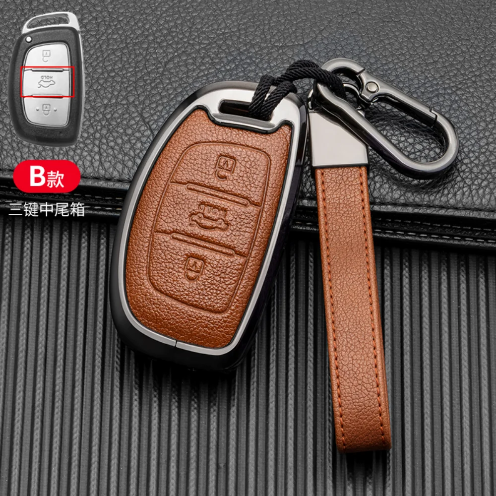 

Leather Car Remote Key Cover Case Protector For Hyundai Tucson Sonata Fe Creta Ix25 Ix35 Ix45 Solaris Elantra Accent I10 I20 I30