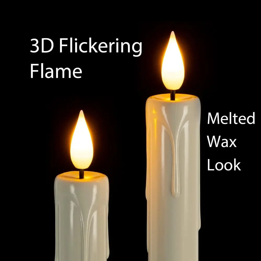 6-Piece Battery-Powered Taper Candles with Remote, Timer, and Dimmer, Ivory LED Window Candles with Flickering Light, 9.6 Inches