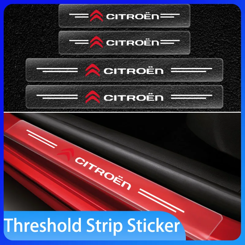 

4pcs Carbon Fiber Car Sticker Auto Door Threshold Scratch Waterproof For Citroen C1 C2 C3 C4 C5 C6 DS4 DS5LS DS6 Accessories