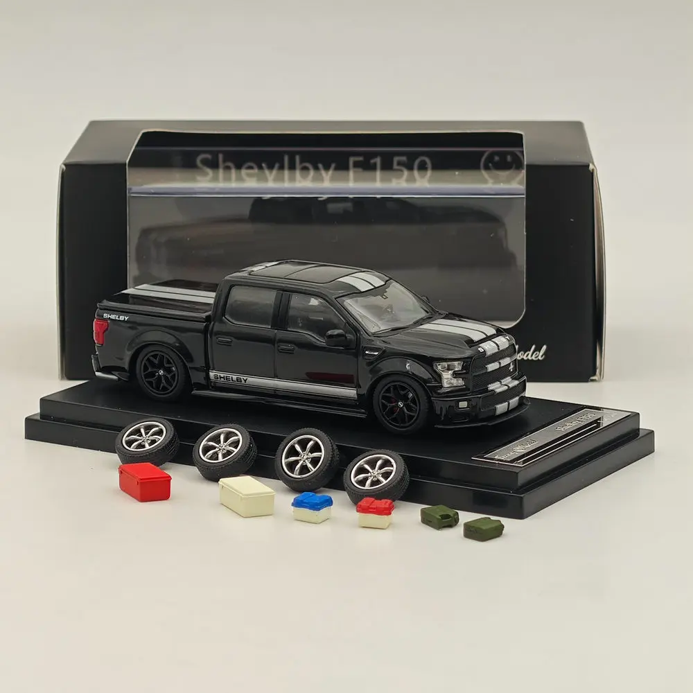 Funny Model 1/64 Scale SHELBY F-150 Shelby Super Snake Pickup Diecast Models Car Limited Collection Auto Toys Gift Black