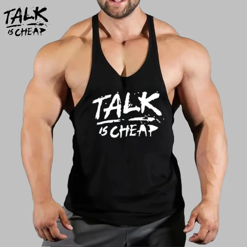 

Men's Gym Stringer Vest - Sleeveless Singlets T - Shirt, Suspenders Fitness Bodybuilding Top, Breathable & Comfy with Fabric