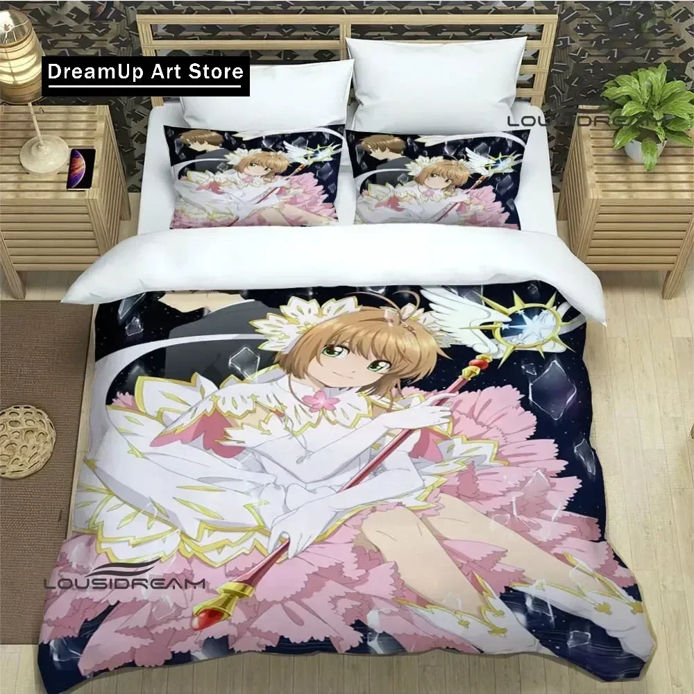 3dプリントアニメカードキャプターさくら寝具セット、絶妙な寝具セット、布団カバー、掛け布団カバーセット、高級ベッドセット