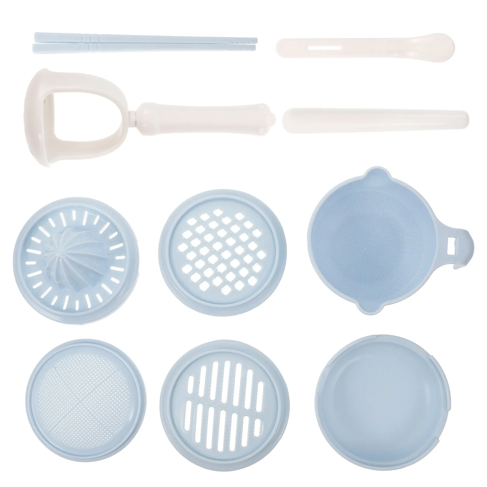 

Sky-Blue Manual Baby Food Grinder Non-Slip Base Detachable Design Baby Food Hand Masher Toddler Fruits Vegetables Grinding Bowl