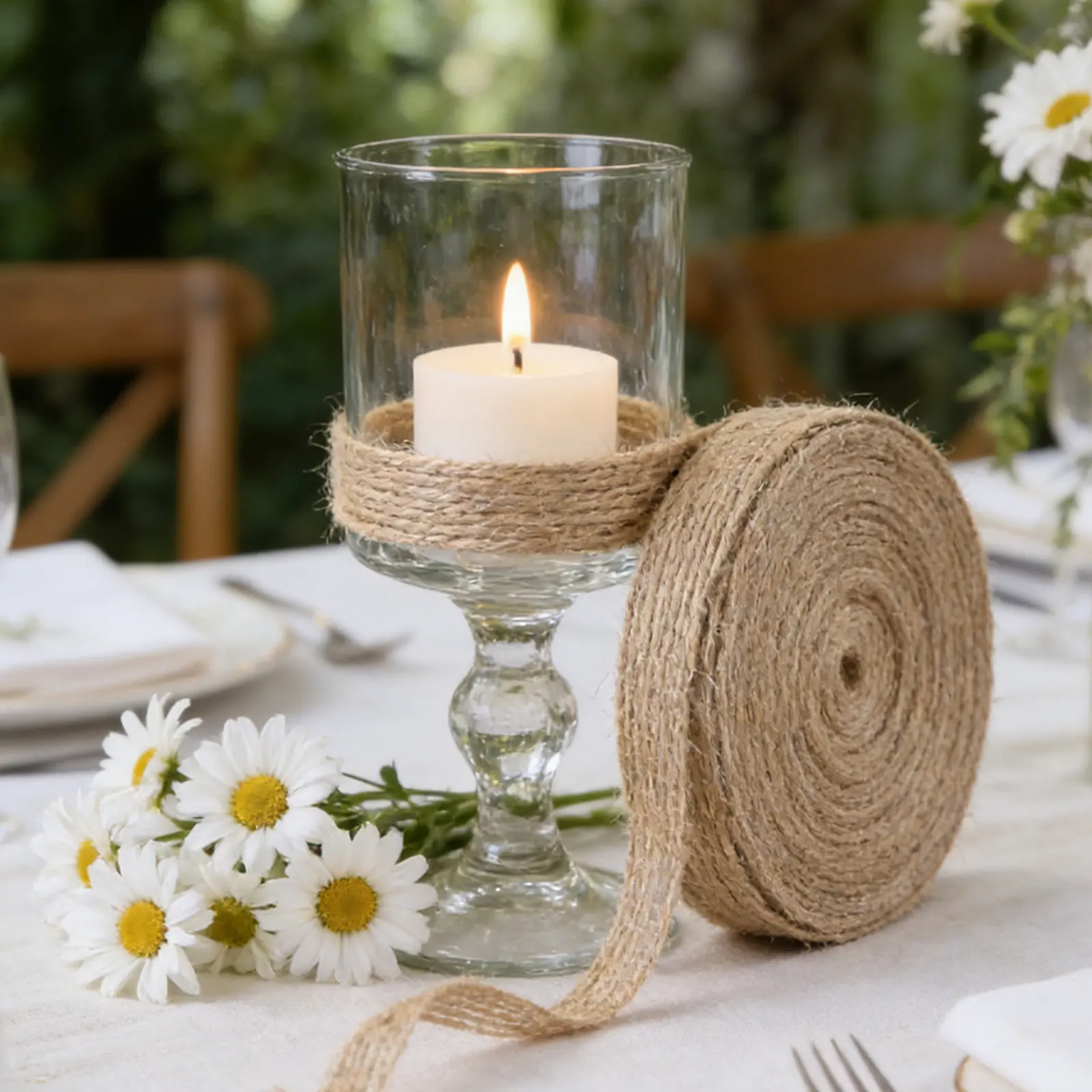 2 Rolls Natural Jute Ribbon Rustic Burlap Twine Rope Wedding Gift Wrapping Party Craft Ribbon Rustic Hemp Thread