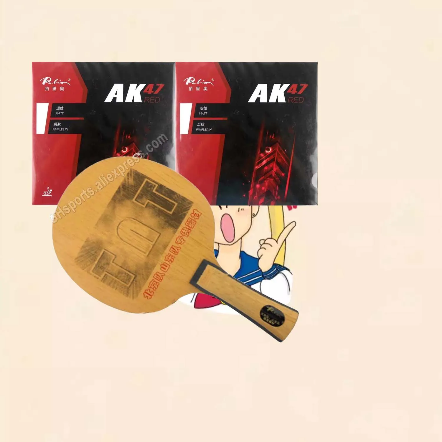 

Комбинированная ракетка для настольного тенниса Pro PALIO TNT Blade с 2 резинами для пинг-понга Palio AK47 RED Matt AK47