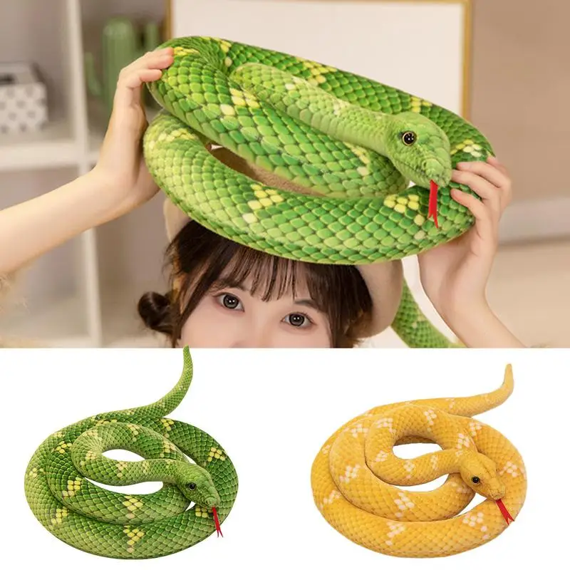 Anaconda Snake Plush 190cm Long Anaconda Plush Toy Stuffed Animals Large Realistic Anaconda Stuff Snake Dolls Prank Props For